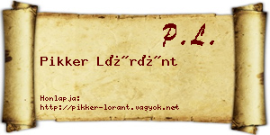 Pikker Lóránt névjegykártya